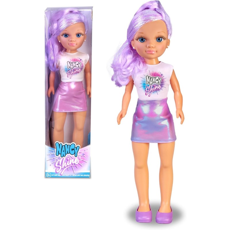 Muñeca Nancy Shine vestido y pelo morado 42cm Famosa edad +3 años Muñeca Nancy Shine vestido y pelo morado 42cm Famosa edad +3 años