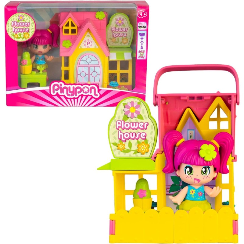 Pinypon - Casita de las flores, casita de juguete plegable con accesorios, decoraciones para jugar y una mini muñeca +4 años Pinypon - Casita de las flores, casita de juguete plegable con accesorios, decoraciones para jugar y una mini muñeca +4 años