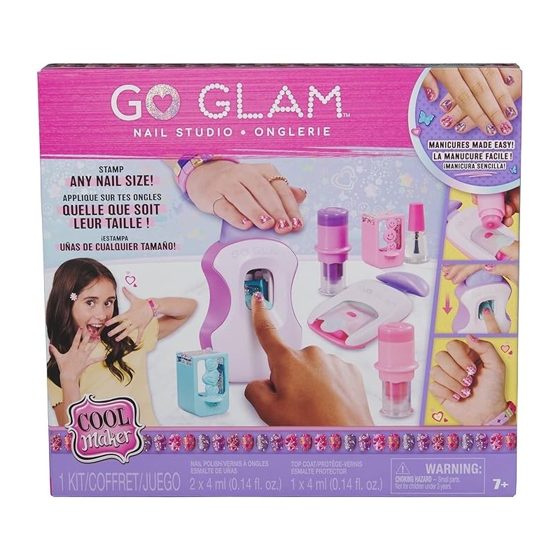 Cool MAKER Kit de estudio de manicura GO GLAM, crea 200 uñas con 4 diseños, 2 aplicadores de esmalte y máscara de uñas +7 años Cool MAKER Kit de estudio de manicura GO GLAM, crea 200 uñas con 4 diseños, 2 aplicadores de esmalte y máscara de uñas +7 años