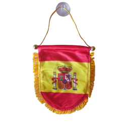 Banderín España con ventosa para coche diseño a dos caras tamaño 12x14cm