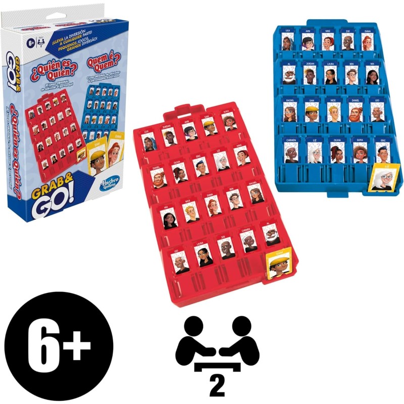 Hasbro Gaming Juego ¿Quién es Quién? Grab and Go - El Juego Original de adivinar el Personaje - Juego de viaje para 2 Jugadores Hasbro Gaming Juego ¿Quién es Quién? Grab and Go - El Juego Original de adivinar el Personaje - Juego de viaje para 2 Jugadores