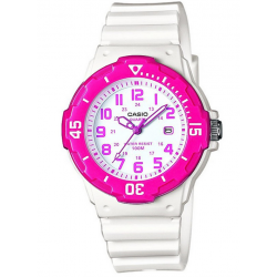 CASIO LRW-200H-4BVEF Reloj de Pulsera Analógico para Mujer correa caucho blanco con detalles rosas