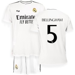 Real Madrid Conjunto Niño Camiseta y Pantalón - Bellingham 5 - primera Equipación de la Temporada 2024-2025 - Réplica Oficial