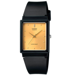 Reloj Casio MQ-38-9A para caballero correa negra de caucho esfera dorada caja cuadrada