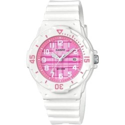 Reloj Casio LRW-200H-4C juvenil correa blanca de caucho esfera rosa