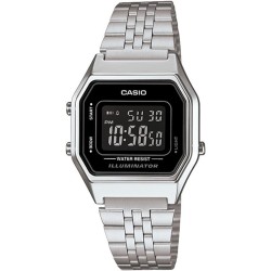 Reloj Casio LA680WA-1BDF digital para señora correa metálica plateada