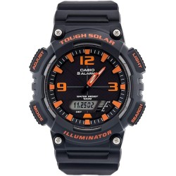 Reloj Casio pulsera hombre digital AQ-S810W-8AV correa caucho negro con detalles naranjas