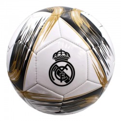 Balón Real Madrid blanco detalles negro dorado talla 5 tamaño similar al reglamentario producto oficial
