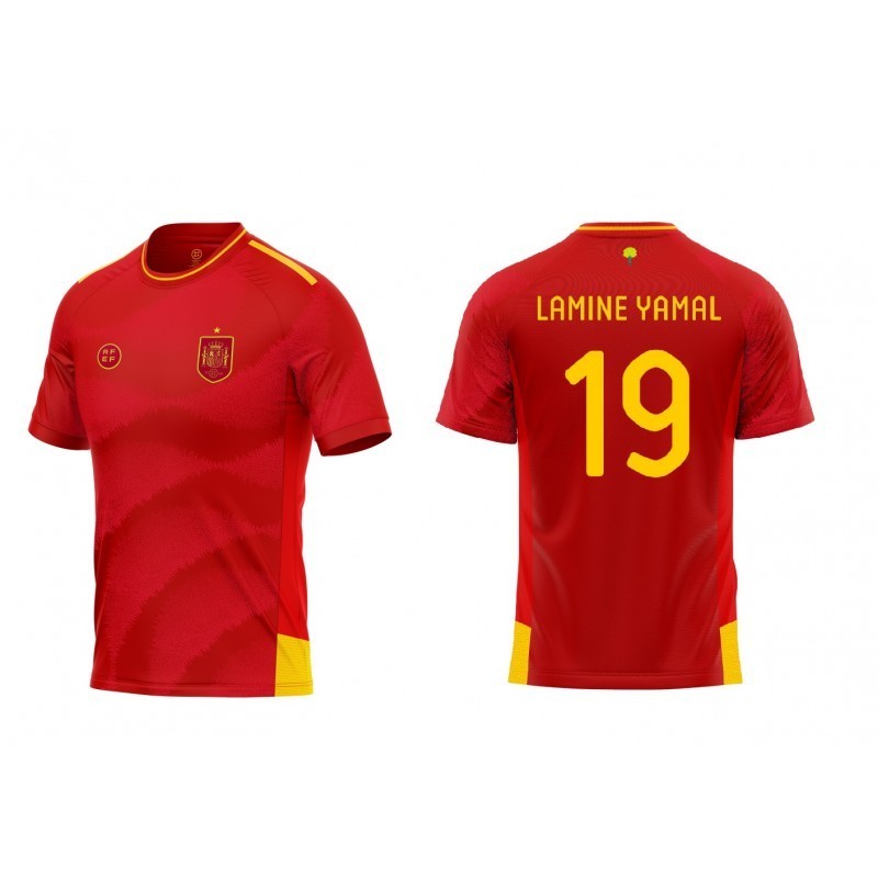 Camiseta Selección Española Fútbol Lamine Yamal 19 réplica producto oficial adulto Camiseta Selección Española Fútbol Lamine Yamal 19 réplica producto oficial adulto