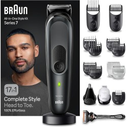 Braun Recortadora de Barba Series 7 Máquina corta pelo, Cara, Orejas, Nariz y Cuerpo, Recargable con 100 Min Autonomía, MGK7491