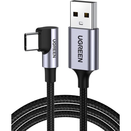 UGREEN Cable USB C 90 Grados, Cable USB A 2.0 a USB C Carga Rápida, Cable USB C Acodado para teléfonos móviles, 1metro