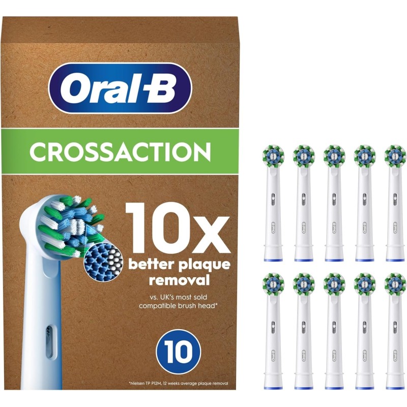 Oral-B Pro CrossAction Recambios para Cepillo de Dientes Eléctrico, Pack de 10 Cabezales, Blanco - Originales Oral-B Pro CrossAction Recambios para Cepillo de Dientes Eléctrico, Pack de 10 Cabezales, Blanco - Originales