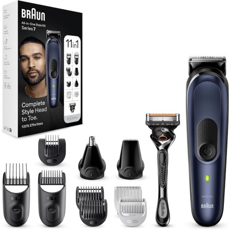 Braun Recortadora de Barba Series 7 Máquina Cortar Pelo, Kit 11 en 1 Para Barba, Pelos, Depilación Masculina, MGK7450