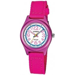 Reloj Casio juvenil LTR-19B-4B2 correa naylon color FLUOR rosa esfera blanca