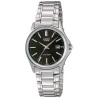 Reloj Casio señora LTP-1183A-1A correa metálica plateada esfera negra con calendario