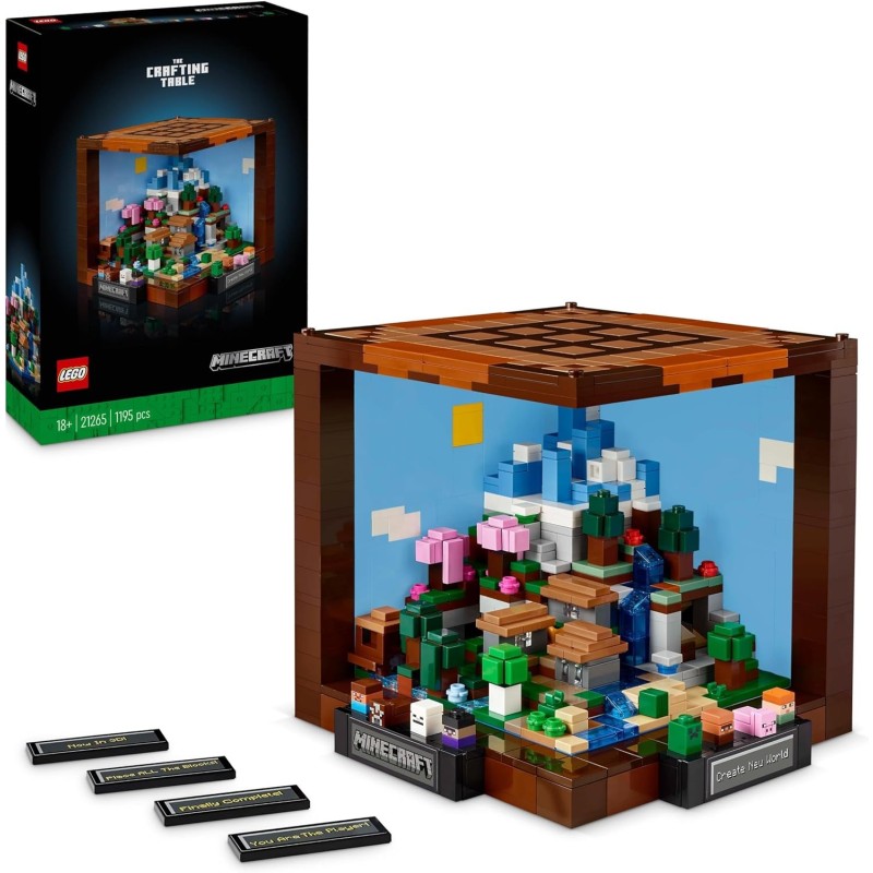 LEGO 21265 Minecraft Mesa de Trabajo Set Inspirado en el Videojuego con Figuras, Criaturas y biomas LEGO 21265 Minecraft Mesa de Trabajo Set Inspirado en el Videojuego con Figuras, Criaturas y biomas