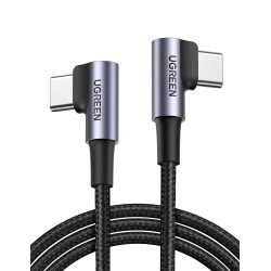 UGREEN Cable USB C a USB C, cable de carga rápida USB C de 60 W, 90 grados