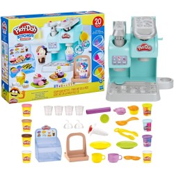 Play-Doh - Kitchen Creations - Súper Cafetería - Cafetera de Juguete con 20 Accesorios y 8 Botes Hasbro F5836 edad +3 años