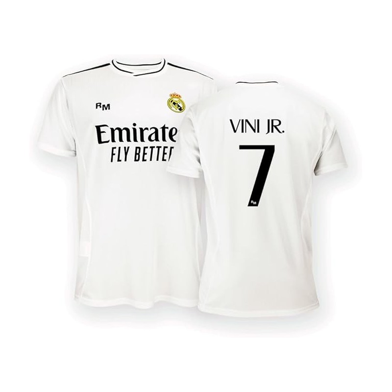 Real Madrid Vini JR. 7 Vinicius inflantil Camiseta Primera Equipación de la Temporada 24/25 réplica producto oficial Real Madrid Vini JR. 7 Vinicius inflantil Camiseta Primera Equipación de la Temporada 24/25 réplica producto oficial