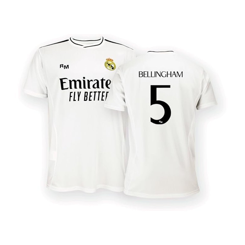 Real Madrid Camiseta Primera Equipación Temporada 2024-2025 - Bellingham 5 - Réplica Oficial Adulto Real Madrid Camiseta Primera Equipación Temporada 2024-2025 - Bellingham 5 - Réplica Oficial Adulto