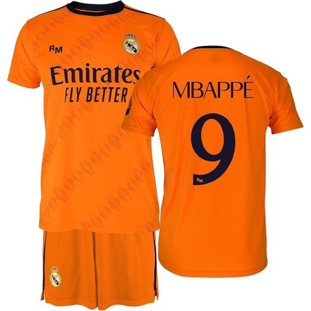 Real Madrid Conjunto Niño Camiseta y Pantalón - Mbappe 9 - segunda Equipación de la Temporada 2024-2025 - Réplica Oficial
