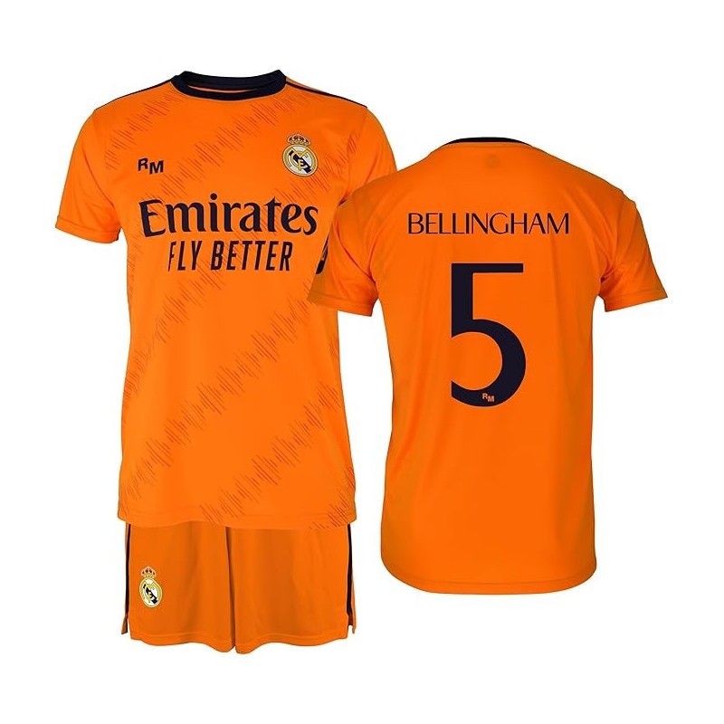Real Madrid Conjunto Niño Camiseta y Pantalón - Bellingham 5 - segunda Equipación de la Temporada 2024-2025 - Réplica Oficial Real Madrid Conjunto Niño Camiseta y Pantalón - Bellingham 5 - segunda Equipación de la Temporada 2024-2025 - Réplica Oficial