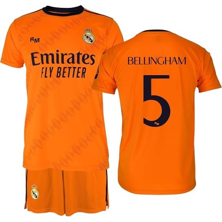 Real Madrid Conjunto Niño Camiseta y Pantalón - Bellingham 5 - segunda Equipación de la Temporada 2024-2025 - Réplica Oficial