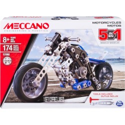 MECCANO - MOTO 5 MODELOS - Juego para construir con 174 Piezas Y 2 Herramientas - Juego De Construcción edad +8 años