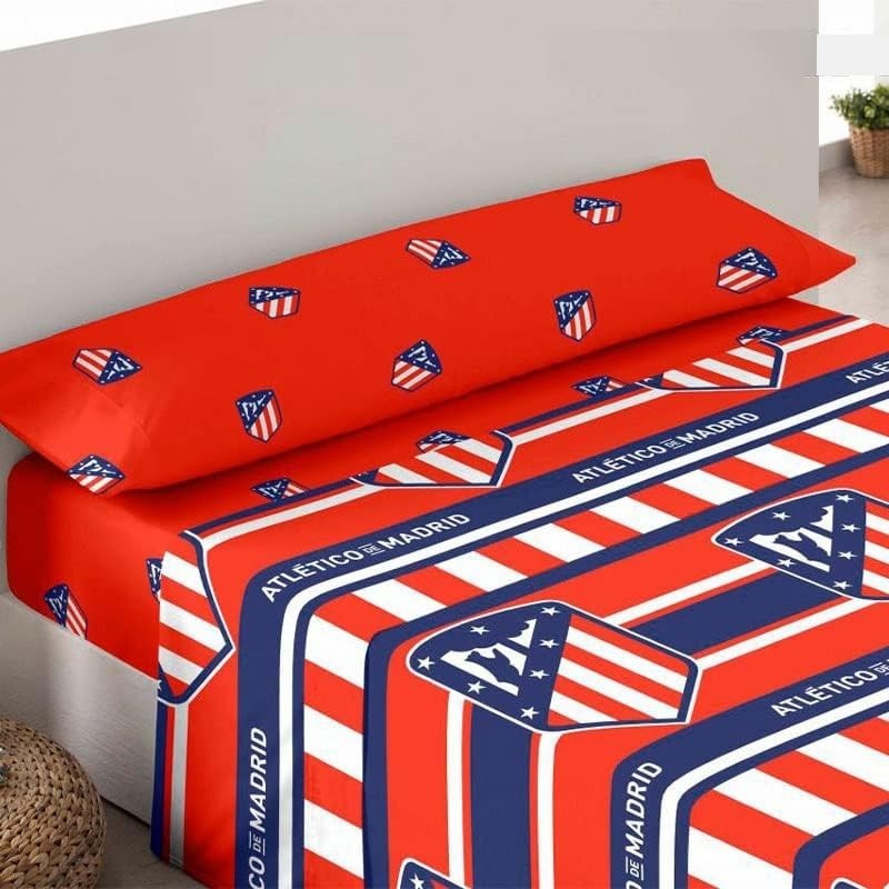 Juego de sábanas Atlético de Madrid 3 Piezas sábana, bajera y funda de almohada para cama 90cm producto oficial Juego de sábanas Atlético de Madrid 3 Piezas sábana, bajera y funda de almohada para cama 90cm producto oficial