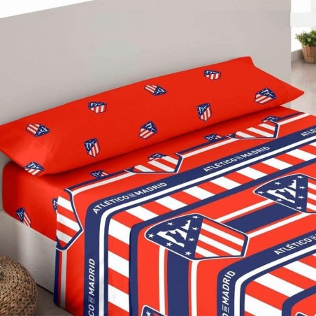 Juego de sábanas Atlético de Madrid 3 Piezas sábana, bajera y funda de almohada para cama 90cm producto oficial