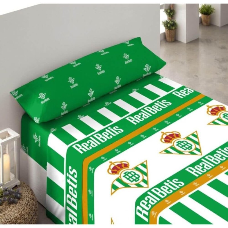 Juego de sábanas Real Betis Balompié 3 Piezas sábana, bajera y funda de almohada para cama 135cm producto oficial