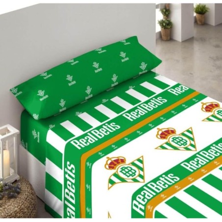 Juego de sábanas Real Betis Balompié 3 Piezas sábana, bajera y funda de almohada para cama 135cm producto oficial