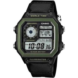 CASIO AE-1200WHB-1BVDF Reloj de Pulsera Digital para Hombre correa negra esfera verde