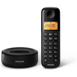 Philips D1601B - Teléfono Fijo Inalámbrico, Pantalla 4,1 cm, Retroalimentación con identificador de Llamadas