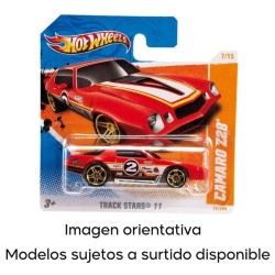 Coche en blíster individual de hot wheels. Son vehículos surtidos con infinidad de modelos, resistentes y metálicos.