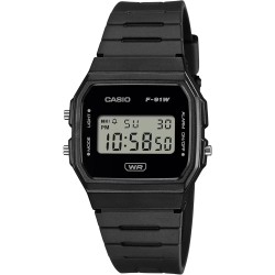 Reloj Casio F-91WB-1AE digital caballero correa caucho negro esfera negra