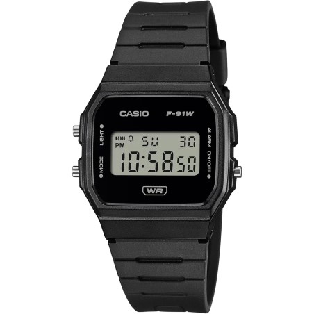 Reloj Casio F-91WB-1AE digital caballero correa caucho negro esfera negra
