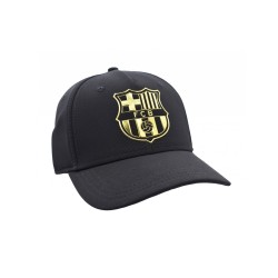 Gorra Fútbol Club Barcelona negra con el escudo dorado para adulto ajustable producto oficial