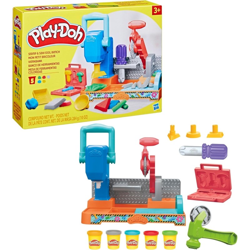 Play-Doh Banco de herramientas F9141 Hasbro edad +3 años contiene botes de plastilina Play-Doh Banco de herramientas F9141 Hasbro edad +3 años contiene botes de plastilina