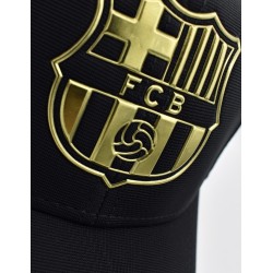 Junior Gorra Fútbol Club Barcelona negra con el escudo dorado para adulto ajustable producto oficial