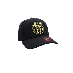 Junior Gorra Fútbol Club Barcelona negra con el escudo dorado para adulto ajustable producto oficial