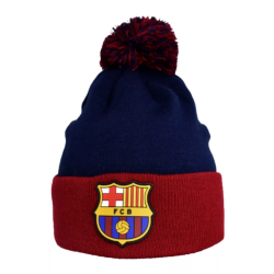 Gorro Polar con borla del Fútbol Club Barcelona invierno talla de Adulto escudo caucho producto oficial
