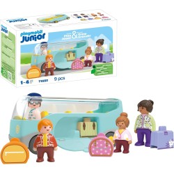 PLAYMOBIL Junior 71682 Autobús, Incluye Piezas de Equipaje y Cuatro Figuras edad +1 año