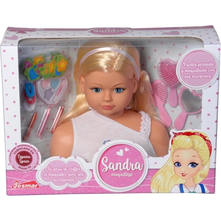 Busto Sandra maquillaje con accesorios para hacer peinados y maquillarla