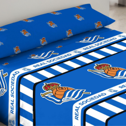 Juego de sábanas Real Sociedad 3 Piezas sábana, bajera y funda de almohada para cama 90cm producto oficial