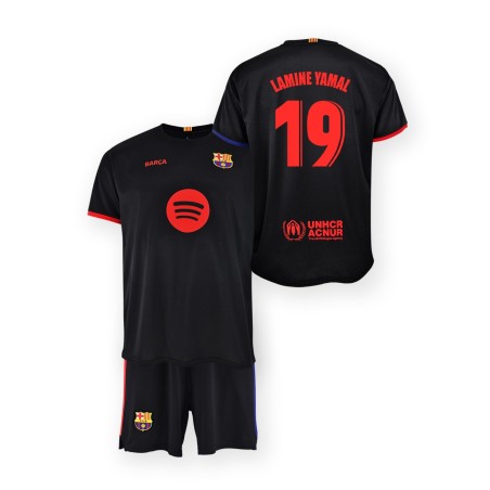 Lamine Yamal 19 segunda equipación 24-25 Fútbol Club Barcelona réplica camiseta y pantalón producto oficial