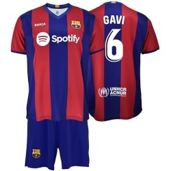 Conjunto Gavi Primera Equipación Infantil del Fútbol Club Barcelona réplica dorsal 6 Producto Oficial camiseta pantalón