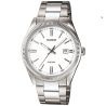 Reloj Casio hombre MTP-1302D-7A esfera blanca correa acero plateado con calendario cierre de triple pliegue