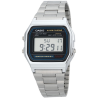 Reloj Casio Caballero modelo A158WA-1DF digital esfera negra correa metálica plateada