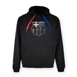 Hoodie Fútbol Club Barcelona sudadera con gorro escudo plateado adulto producto oficial